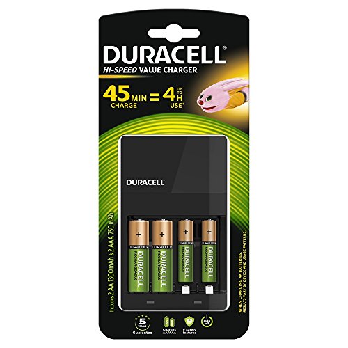 Duracell Battery Charger 4 Hours with 4 Pcs Battery (2AA 1300mAh & 2AAA 750mAh) Blister Pack