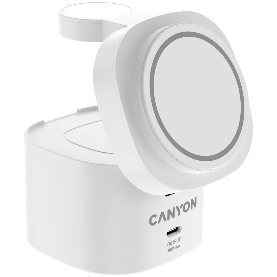 Canyon 4 in 1 Wireless Charging Stand, 30W max, Size: 70x70x70.3mm, weight: 414g, with 1M cable, white - Extra Image 2