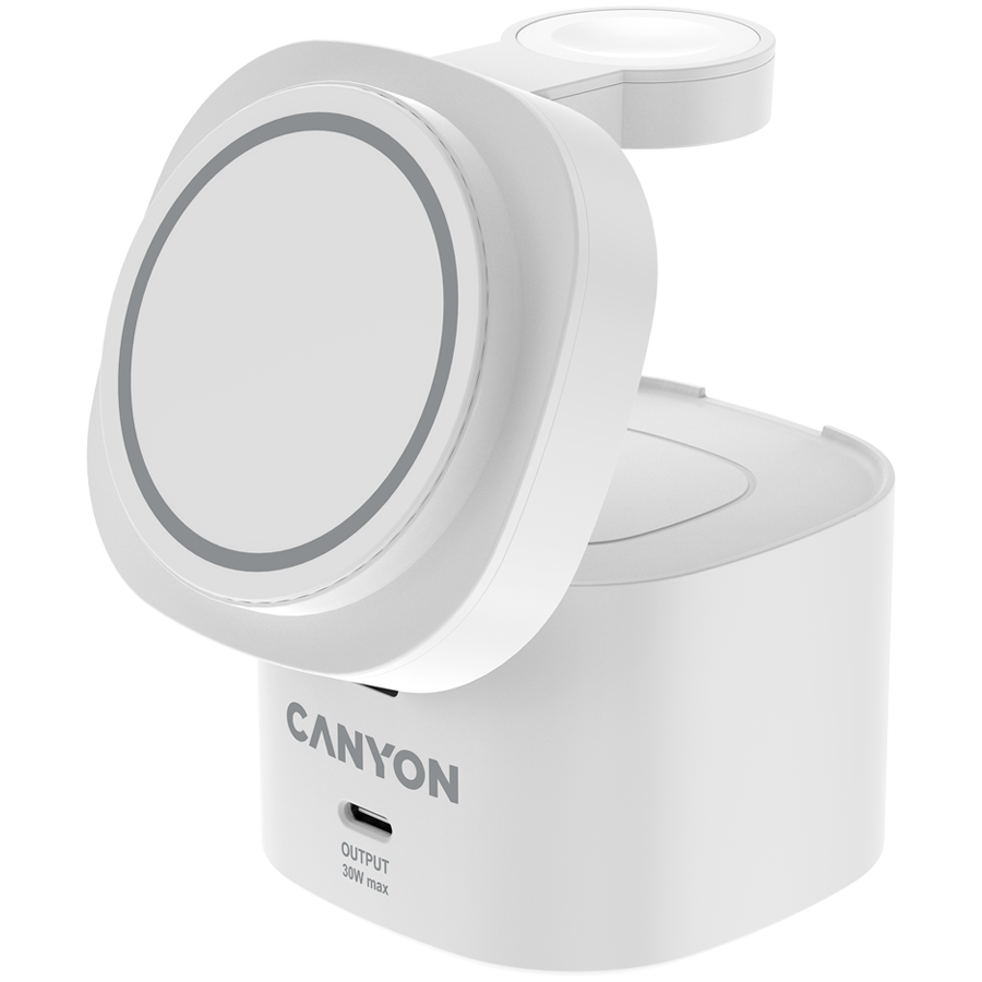 Canyon 4 in 1 Wireless Charging Stand, 30W max, Size: 70x70x70.3mm, weight: 414g, with 1M cable, white - Extra Image 3