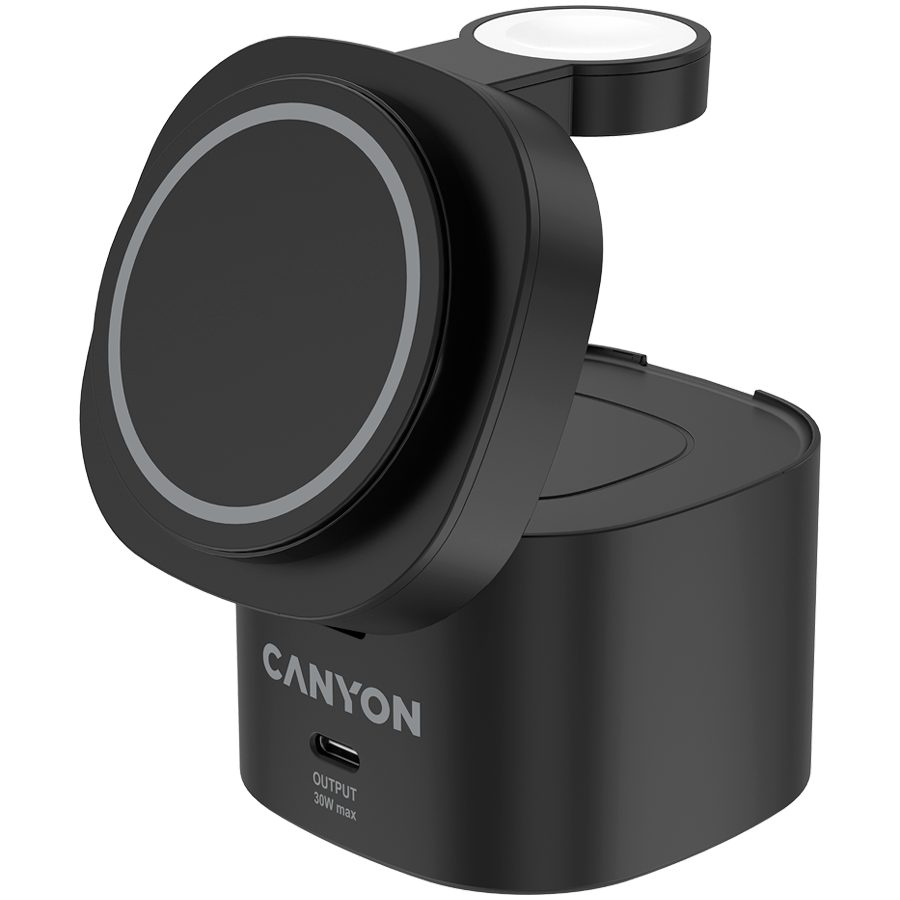 Canyon 4 in 1 Wireless Charging Stand, 30W max, Size: 70x70x70.3mm, weight: 414g, with 1M cable, black - Extra Image 3