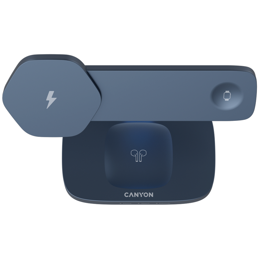 CANYON Wireless Charging Station Hexagon 310 3in1 DarkGrey/Blue - Extra Image 2