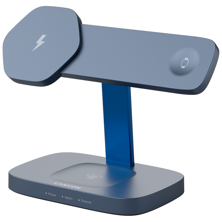 CANYON Wireless Charging Station Hexagon 310 3in1 DarkGrey/Blue - Extra Image 3
