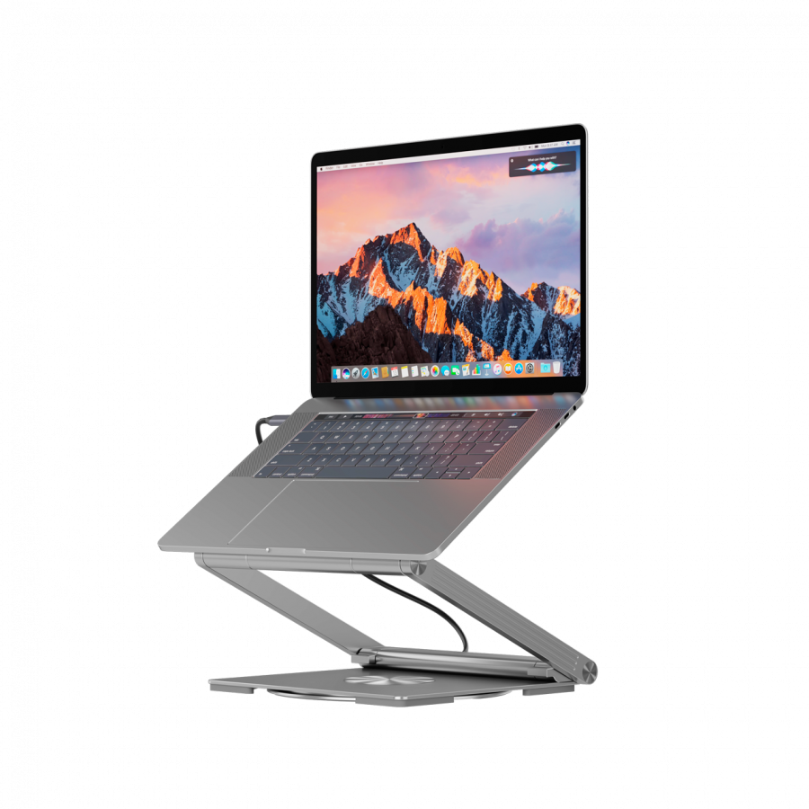 Canyon Laptop stands with hub, TYPE C F to HDMI2.0+2USB3.0+USBC3.0+RJ45+PD, TYEP C TO C cable 1m white with Emarker: HUSB332A, Material: Aluminum case+ABS+PS, Size: 245x240x27.2+/-0.3mm, Weight:1304g - Extra Image 1