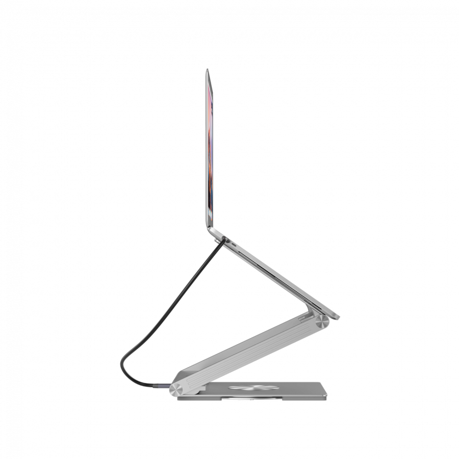 Canyon Laptop stands with hub, TYPE C F to HDMI2.0+2USB3.0+USBC3.0+RJ45+PD, TYEP C TO C cable 1m white with Emarker: HUSB332A, Material: Aluminum case+ABS+PS, Size: 245x240x27.2+/-0.3mm, Weight:1304g - Extra Image 2