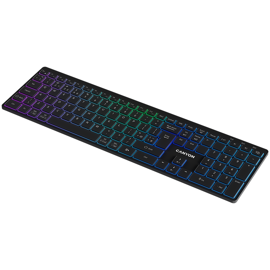 CANYON keyboard HKB-W11 EN/AR RGB Dual Mode Wireless Black - Extra Image 1