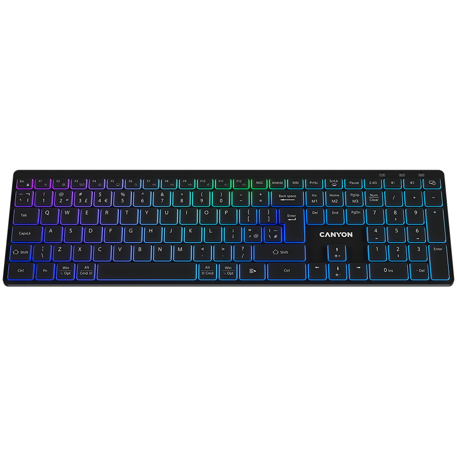 CANYON keyboard HKB-W11 EN/AR RGB Dual Mode Wireless Black - Extra Image 3