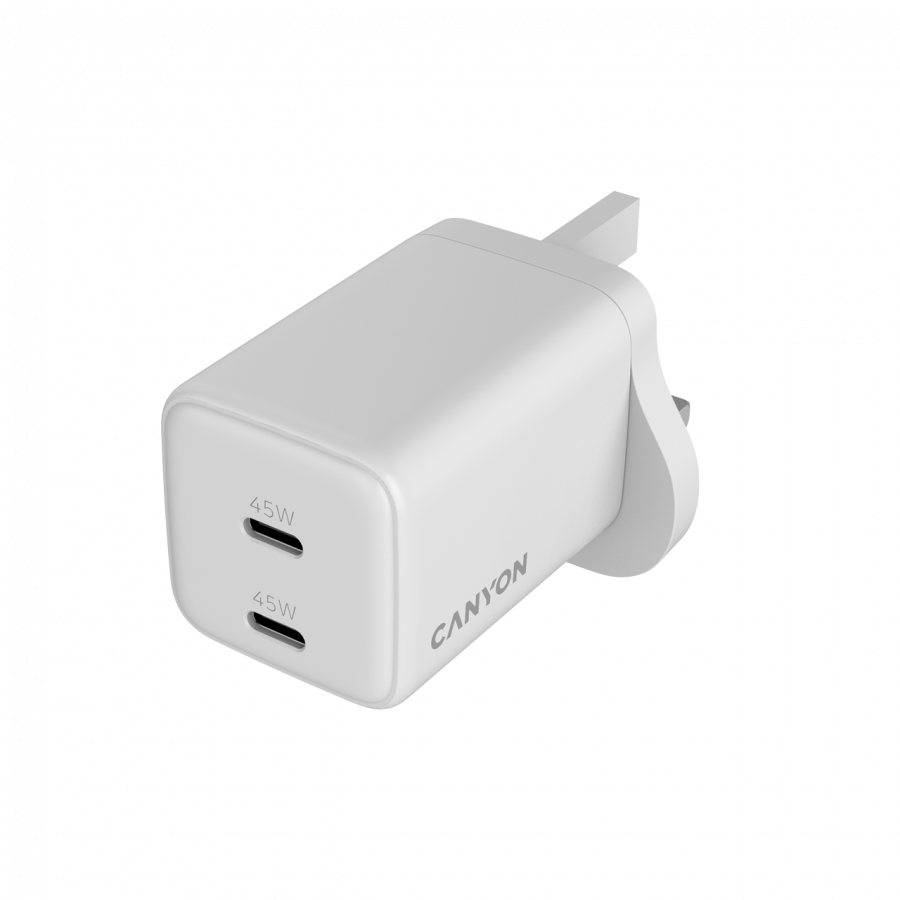 CANYON charger CU45AC GaN 45W 2xPD UK  White - Extra Image 1