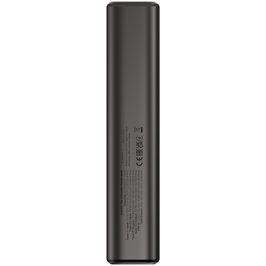 CANYON power bank OnPower 230 TFT 20000 mAh PD130W Dark Grey - Extra Image 2