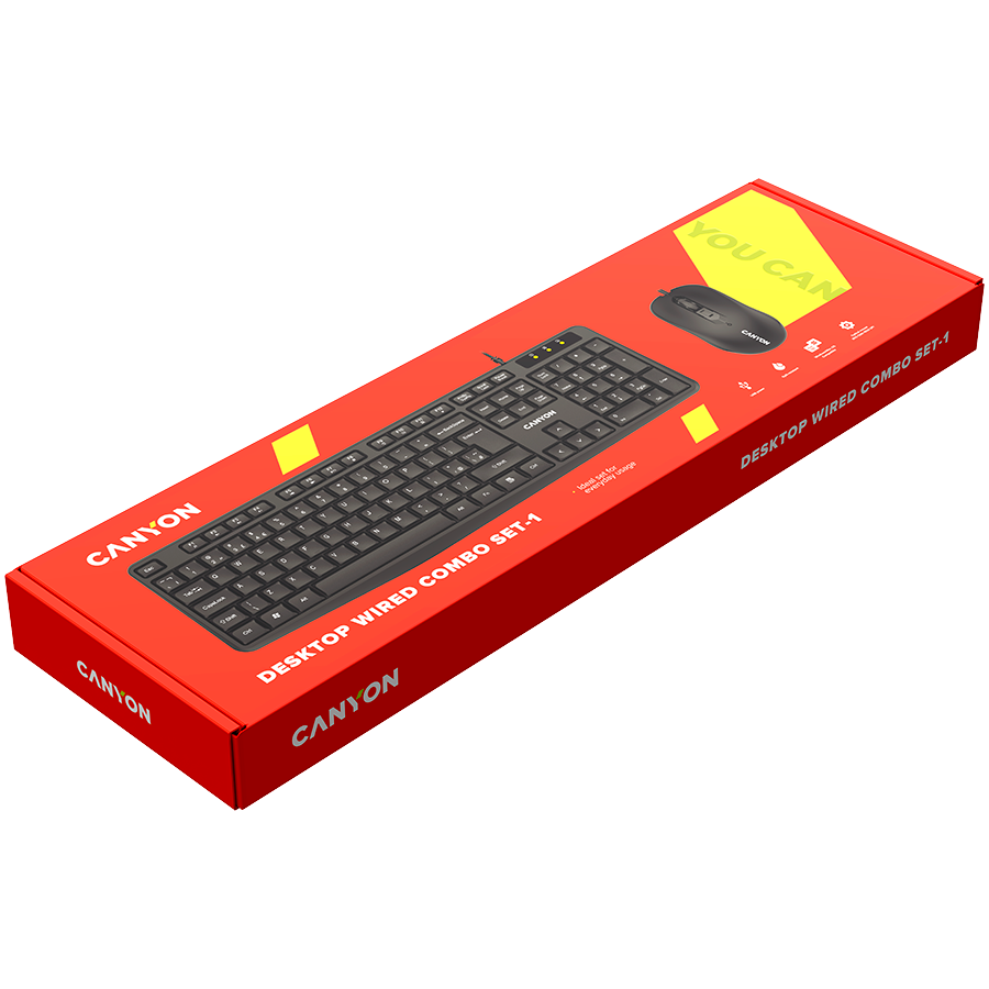 CANYON SET-1 EN+AR Keyboard+Mouse Wired Black - Extra Image 1