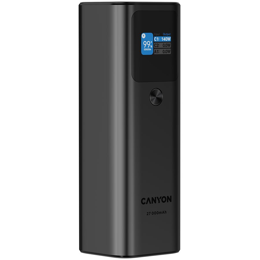 CANYON power bank PB-2010 TFT 27000 mAh 97.2Wh PD140W QC 3.0 Dark Grey - Extra Image 1