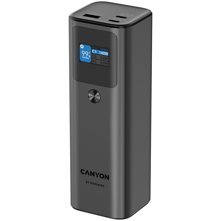 CANYON power bank PB-2010 TFT 27000 mAh 97.2Wh PD140W QC 3.0 Dark Grey - Extra Image 3