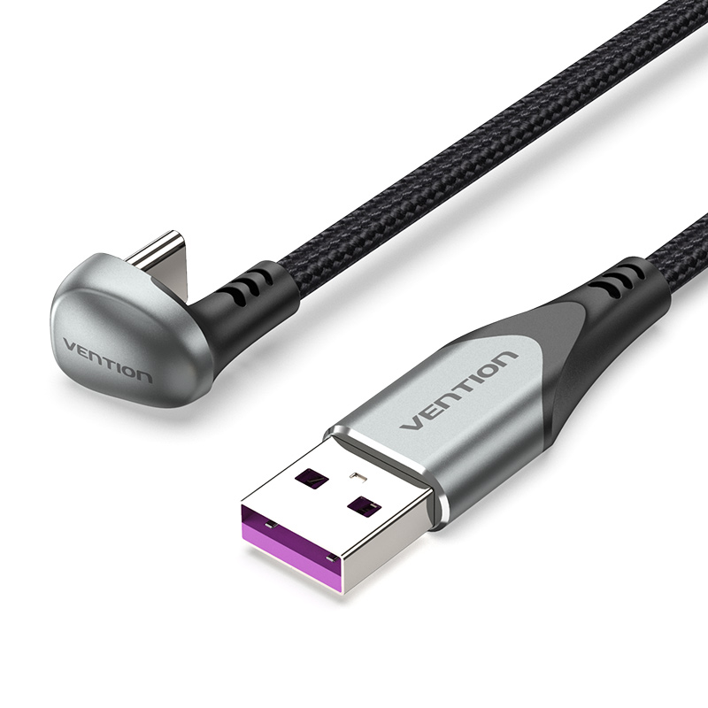 VENTION USB 2.0 to Micro-B  Right Angle Cable 2M Gray Aluminum Alloy Type Model # COBHH