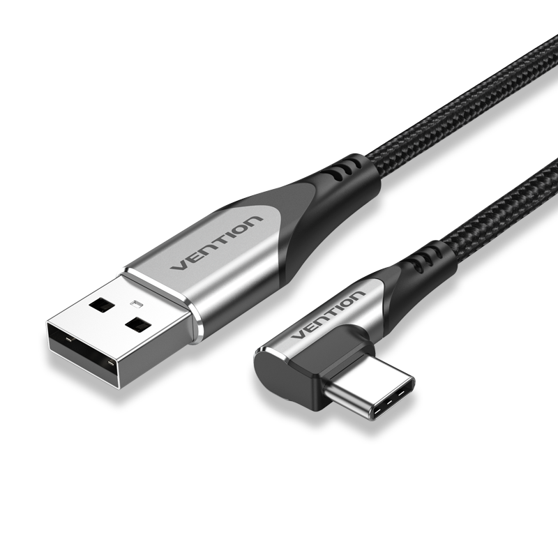 VENTION USB-C Right Angle to USB 2.0-A Cable 1M Gray Aluminum Alloy Type Model # COEHF