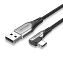 VENTION USB-C Right Angle to USB 2.0-A Cable 1M Gray Aluminum Alloy Type Model # COEHF