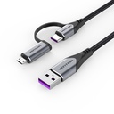 VENTION USB 2.0 A Male to 2-in-1 USB-C&Micro-B Male 5A Cable 0.5M Gray Aluminum Alloy Type Model # CQFHD