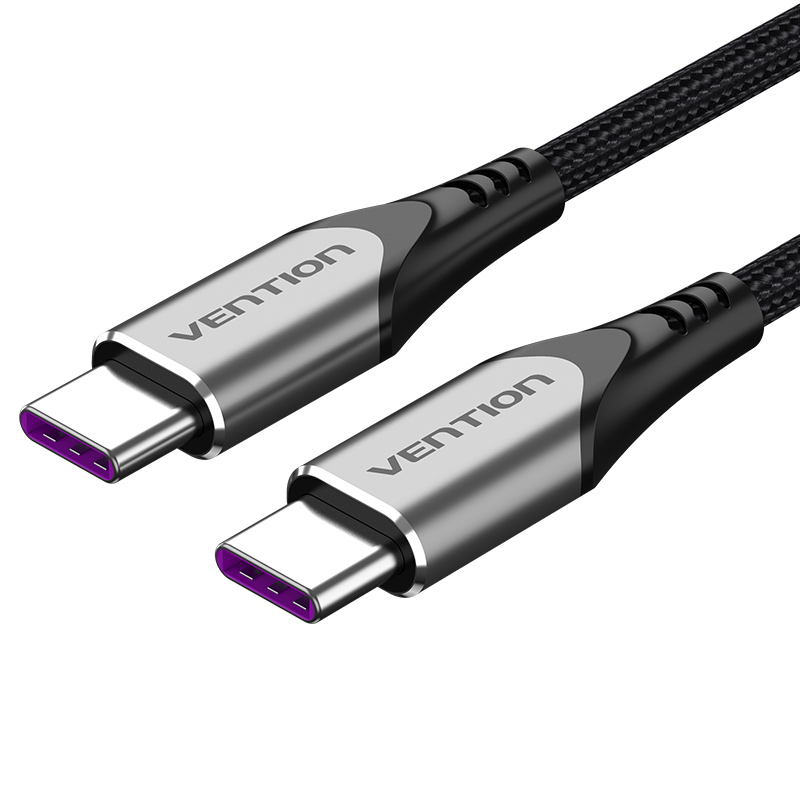 [TAEHF] VENTION USB 2.0 C Male to C Male  5A Cable 1M Gray Aluminum Alloy Type Model # TAEHF