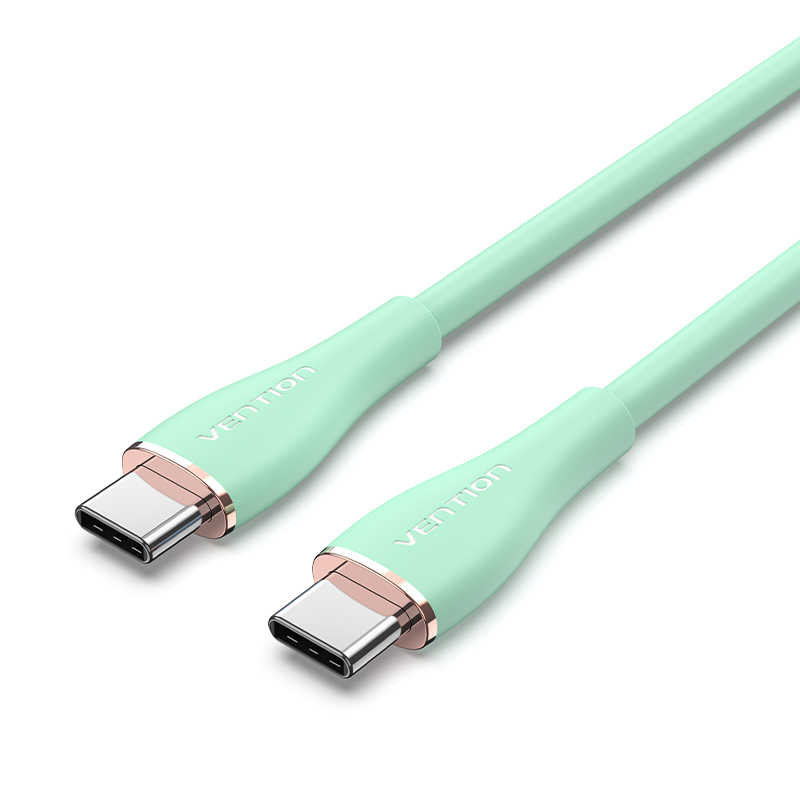 [TAWGF] VENTION USB 2.0 C Male to C Male  5A Cable 1M Light Green Silicone Type Model # TAWGF