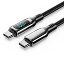 VENTION Cotton Braided USB 2.0 C Male to C Male 5A Cable With LED Display 2M Black Zinc Alloy Type Model # TAYBH