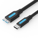 VENTION USB 3.0 C Male to Micro-B Male 2A Cable 1M Black Model # CQABF