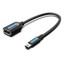 VENTION USB 2.0 Mini-B Male to A Female OTG Cable 0.15M Black PVC Type Model # CCTBB