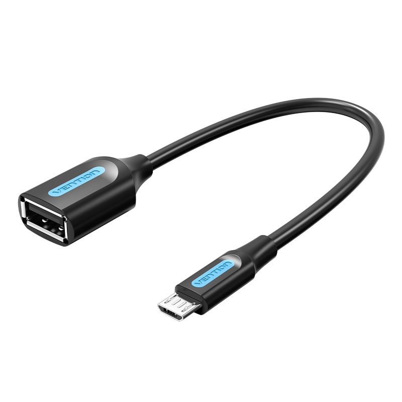 VENTION USB 2.0 Mirco-B Male to A Female OTG Cable 0.15M Black PVC Type Model # CCUBB