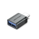 VENTION USB-C Male to USB 3.0 Female OTG Adapter Gray Aluminum Alloy Type Model # CDQH0