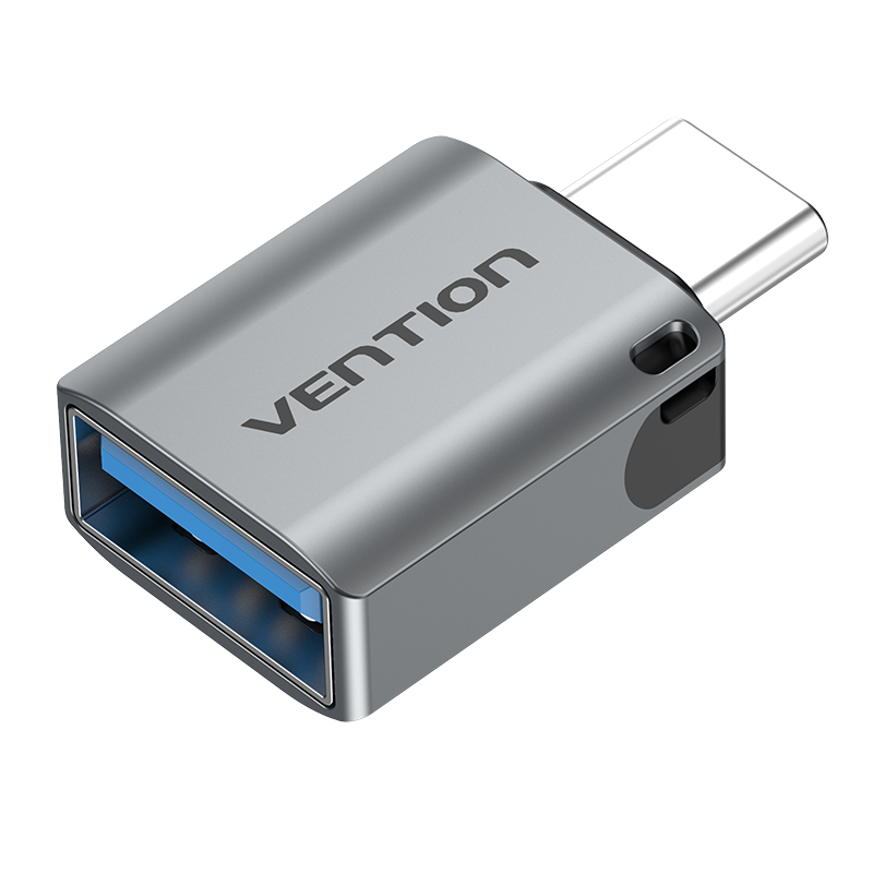 VENTION USB-C Male to USB 3.0 Female OTG Adapter Gray Aluminum Alloy Type Pack of 2 Model # CDQH0-2