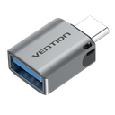 VENTION USB-C Male to USB 3.0 Female OTG Adapter Gray Aluminum Alloy Type Pack of 2 Model # CDQH0-2