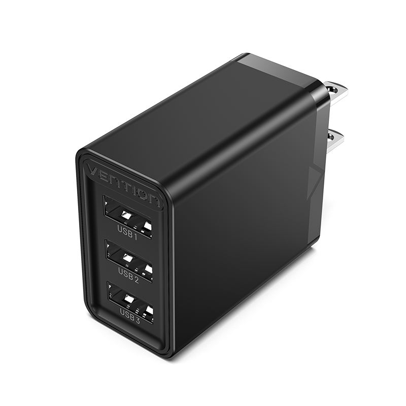 VENTION 3-port USB(A+A+A) Wall Charger(12W/12W/12W) UK-Plug Black Model # FEAB0-UK