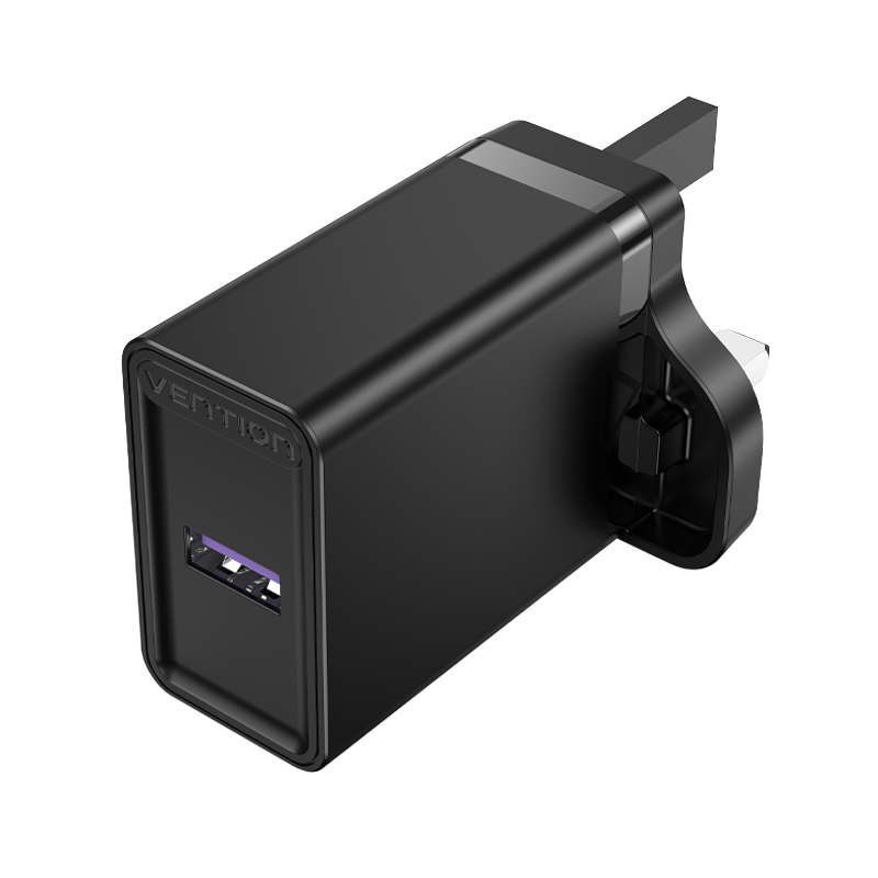 [FACB0-UK] VENTION 1-port USB Wall Charger(22.5W) UK-Plug Black Model # FACB0-UK