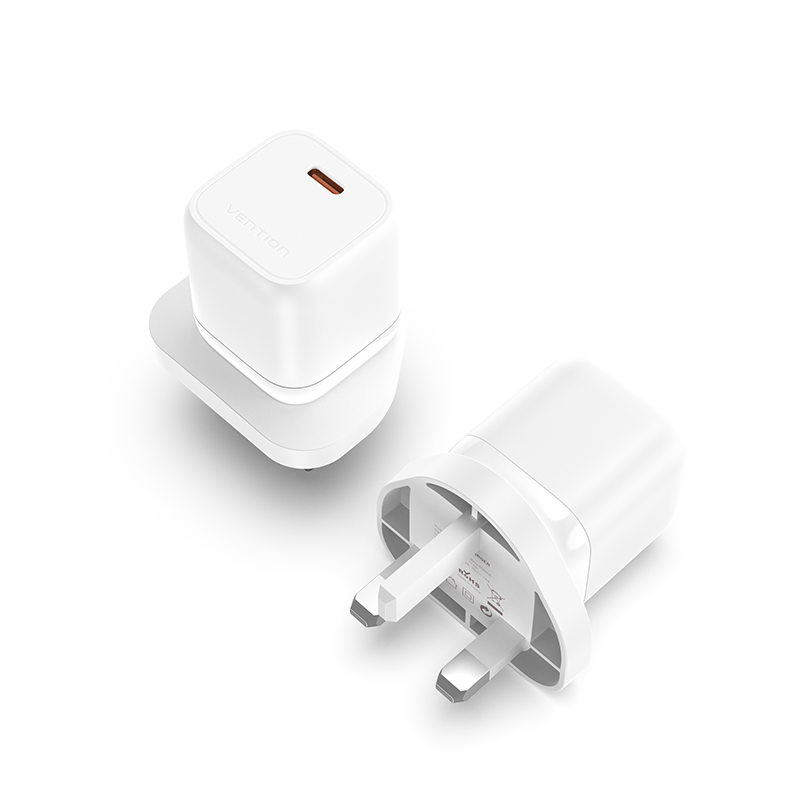 VENTION 1-port USB-C GaN Charger(30W) UK-Plug White Model # FAKW0-UK