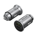 VENTION Two-Port USB A+C(18/20) Car Charger Gray Mini Style Aluminium Alloy Type Model # FFBH0