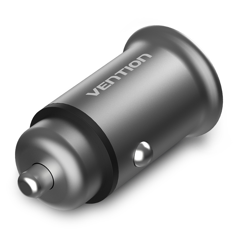 VENTION 25W Dual USB Car Charger (QC3.0+QC3.0) Gray Mini Style Aluminium Alloy Type Model # CC-85-H
