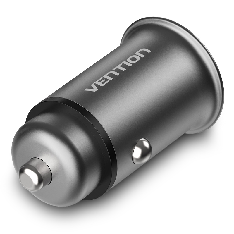 [CC-63-H] VENTION 25W Dual USB Car Charger (PD3.0+QC3.0) Gray Mini Style Aluminium Alloy Type Model # CC-63-H