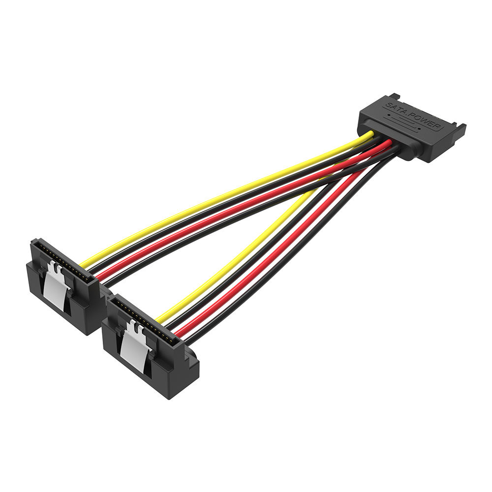 [KDBBB-2] VENTION SATA 15P Male to 90° 2*15P Female Power Splitter Cable 0.15M Black X2 Model # KDBBB-2