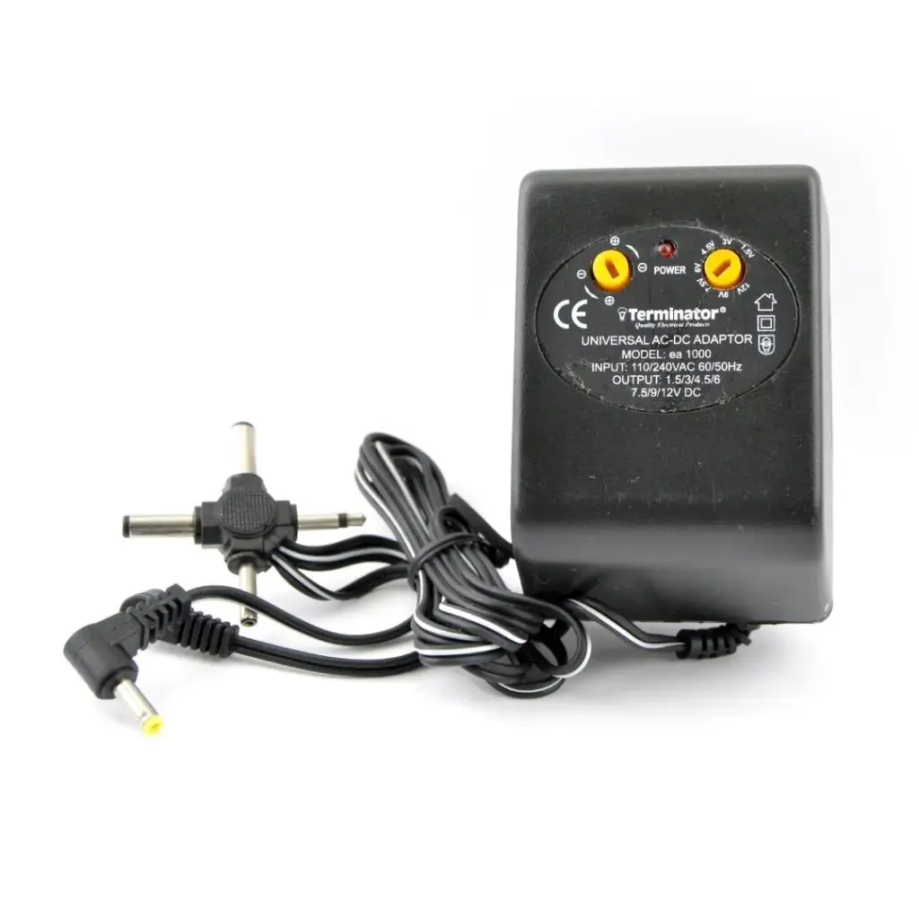 [ea 1000] Terminator AC/DC Power Adaptor Universal 6 Way 1000mA 18W Input 110/240VAC 50Hz Output DC 1.5-12V