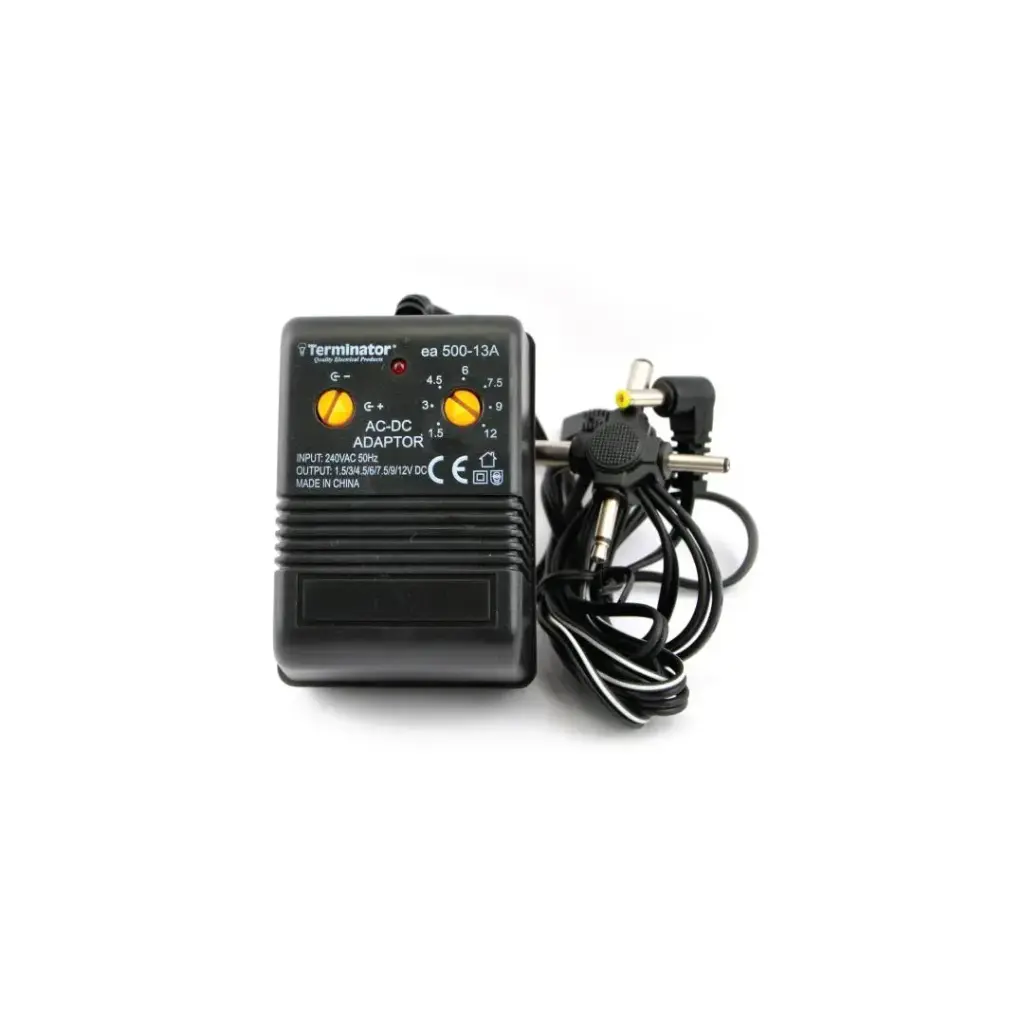 Terminator AC/DC Power Adaptor Universal 6 Way 500mA 9W 13A Input 220/240VAC 50/60Hz Output DC 1.5-12V