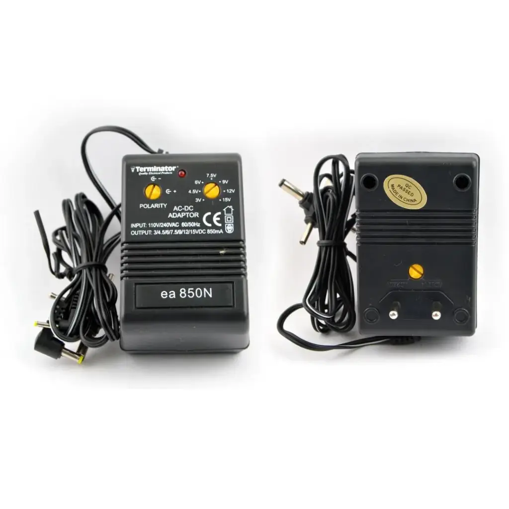 [ea 850N] Terminator AC/DC Power Adaptor Universal 6 Way 850mA 13W Input 110/240VAC 50Hz Output DC 1.5-15V