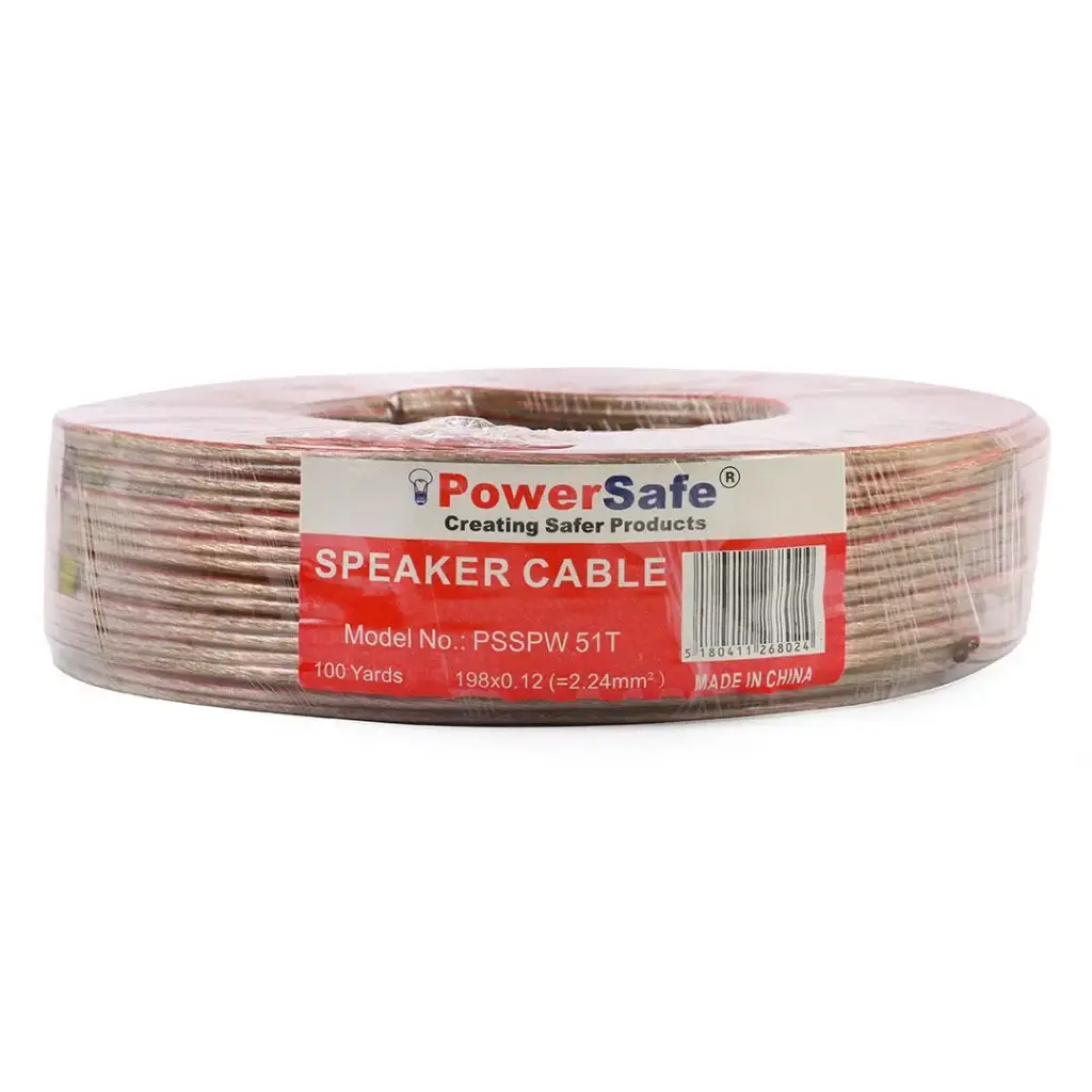 PowerSafe Speaker (198 x 0.12) (=2.24mm2)CCA; Transparent PVC Size:3.7*8.3 coil/100yd red line plastic film