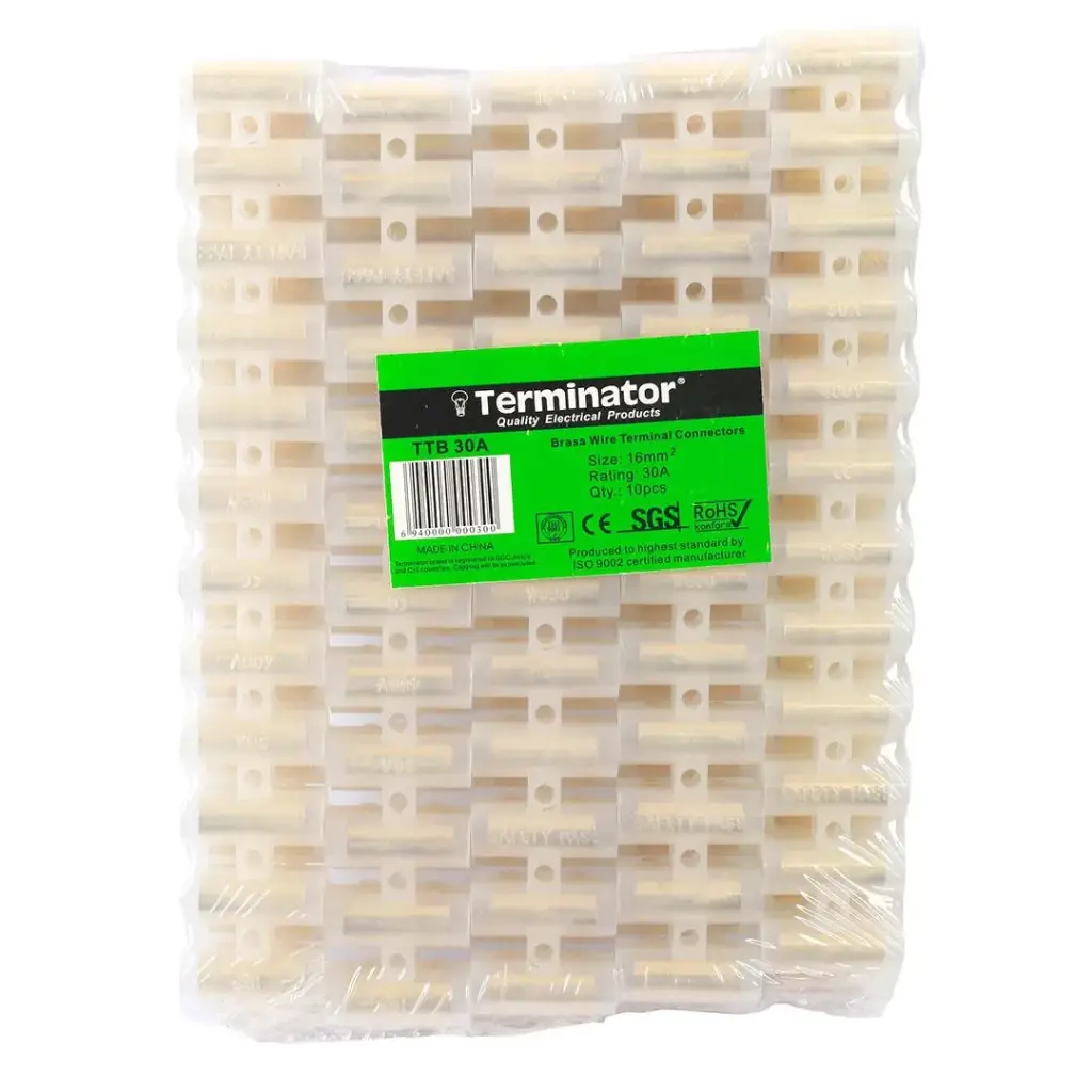 Terminator Terminal Connector Blocks 30A (16mm12 Terminals Per Strip x 10 Strips)