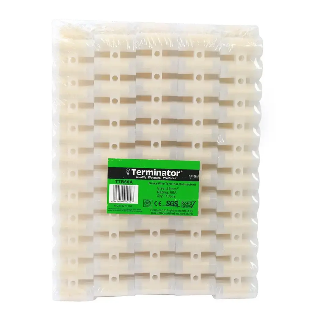 Terminator Terminal Connector Blocks 60A (25mm12 Terminals Per Strip x 10 Strips)