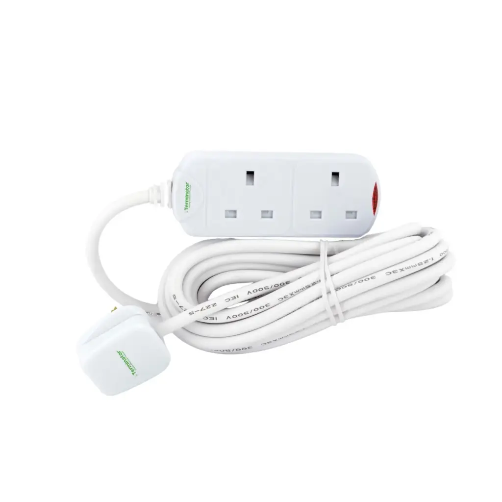 [TPB 12-3M] Terminator 2 Way UK Power Extension Socket 3M 1.25mm2 Cable 13A Plug