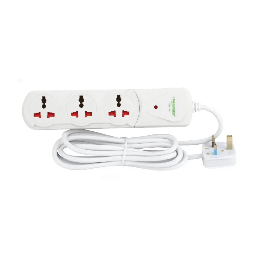[TPB 13A-1.5M] Terminator 3 Way Universal Power Extension Socket With Single Indicator 1.00mm2 Cable 1.5M 13A Fused Plug
