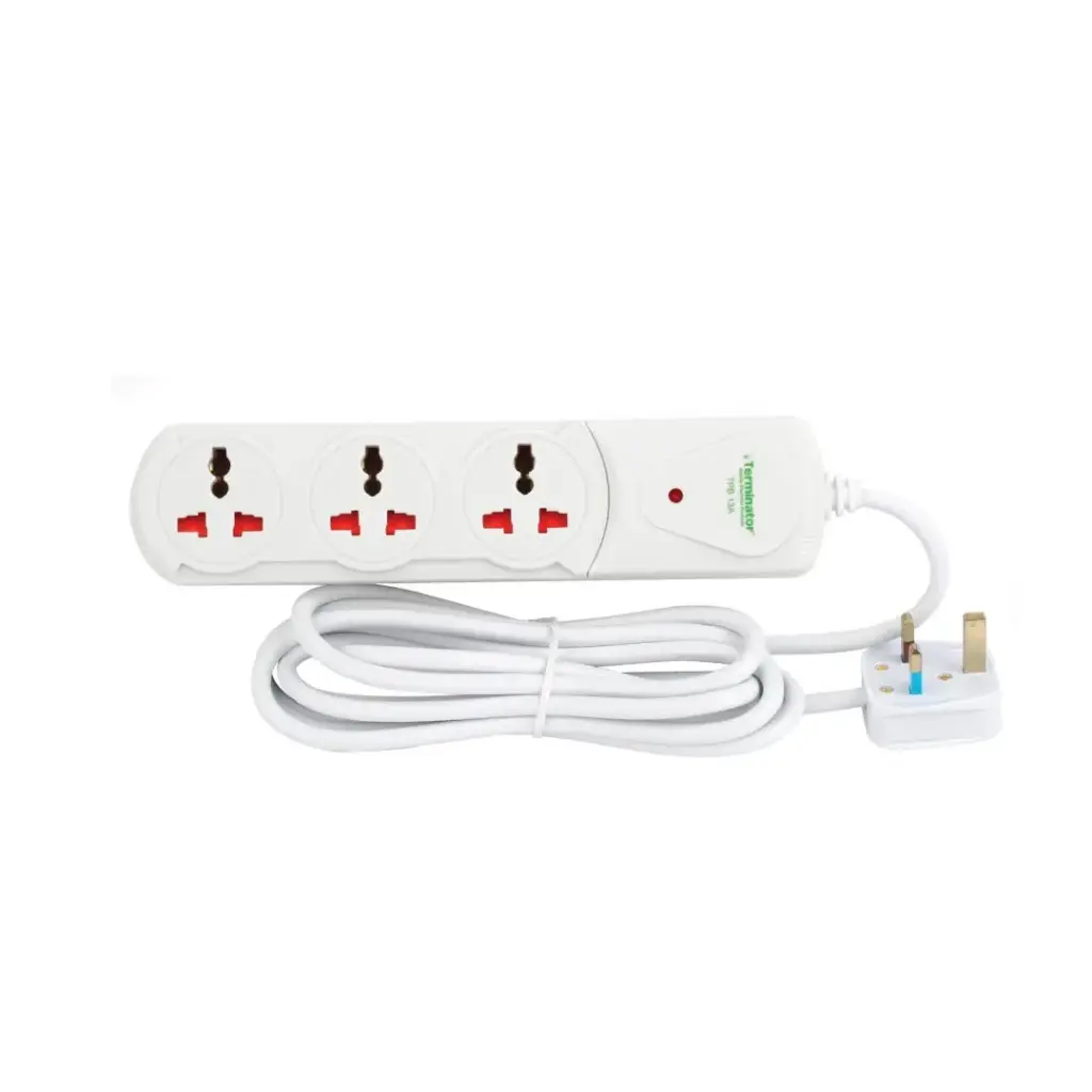 [TPB 13A-5M] Terminator 3 Way Universal Power Extension Socket With Single Indicator 1.00mm2 Cable 5M 13A Fused Plug