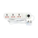 Terminator 3 Way Universal Power Extension Socket With Master Switch & Indicator 1.00mm2 Cable 2M 13A Fused Plug