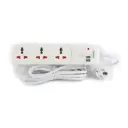 Terminator 3 Way Universal Power Extension Socket 2 USB Socket 16A Plug