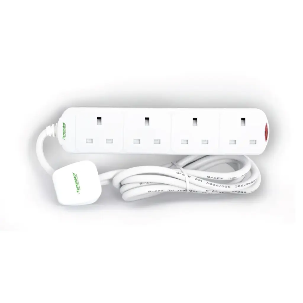 [TPB 14-5M] Terminator 4 Way UK Power Extension Socket 5M 1.25mm2 Cable 13A Plug