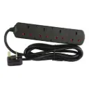 Terminator 4 Way UK Power Extension Socket (Black)