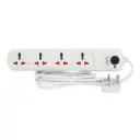 Terminator 4 Way Universal Power Extension Socket With Master Switch & Indicator 1.00mm2 Cable 2M 13A Fused Plug
