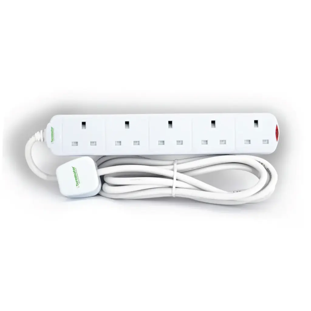 [TPB 15-3M] Terminator 5 Way UK Power Extension Socket 3M 1.25mm2 Cable 13A Plug